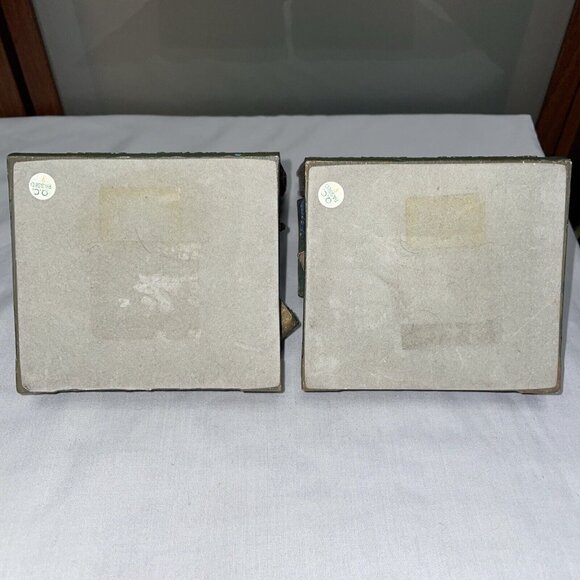 Vintage Bookends Alice In Wonderland Theme Pocket Watch Scrolls Heavy Book Ends - Picture 6 of 6